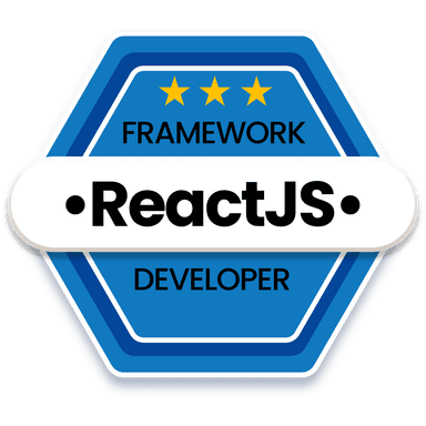 React JS Framework Developer certification badge issued by COITB